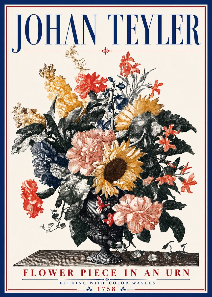 Johan Teyler Flower Piece in an Urn I No6 - Póster