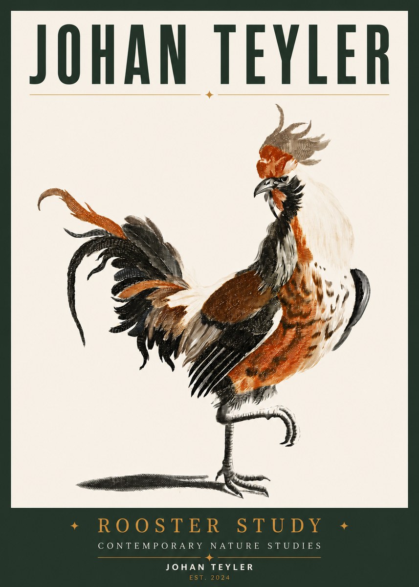 Johan Teyler Rooster Study No3 - Póster