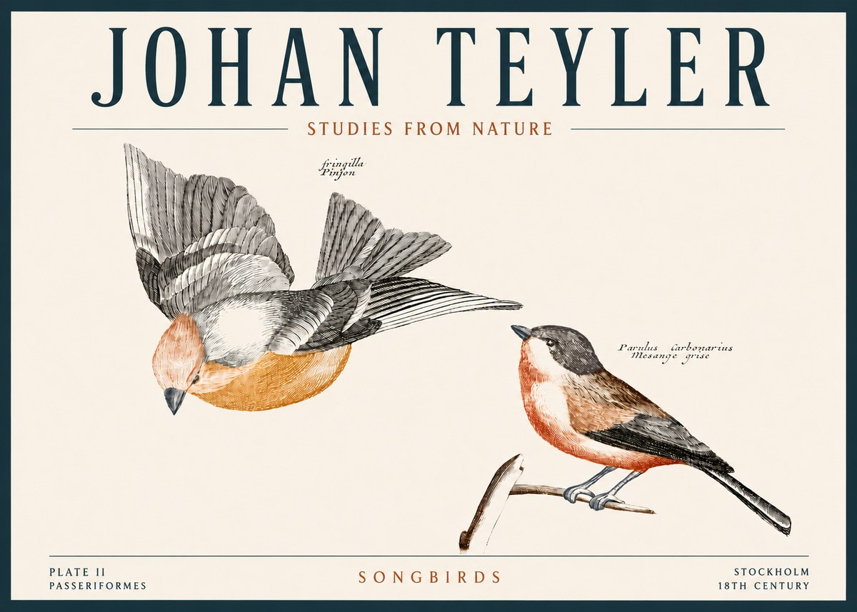 Johan Teyler Songbirds - Plate Ii No4 - Póster