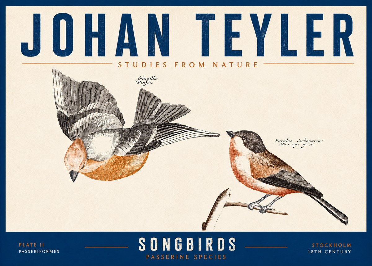 Johan Teyler Songbirds - Plate Ii No6 - Póster