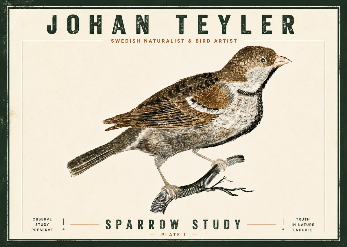 Johan Teyler Sparrow Study No5 - Póster