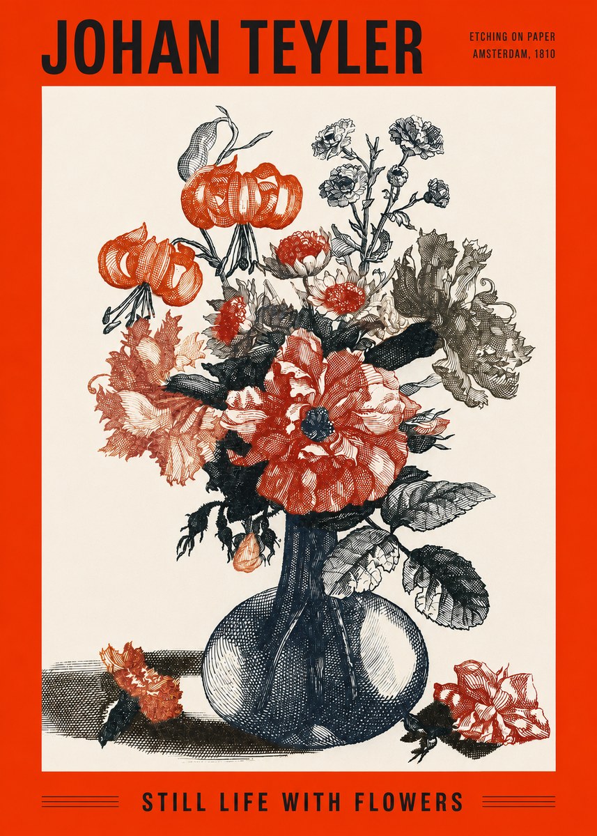 Johan Teyler Still Life with Flowers No2 - Póster