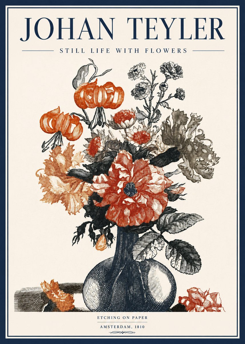 Johan Teyler Still Life with Flowers No3 - Póster