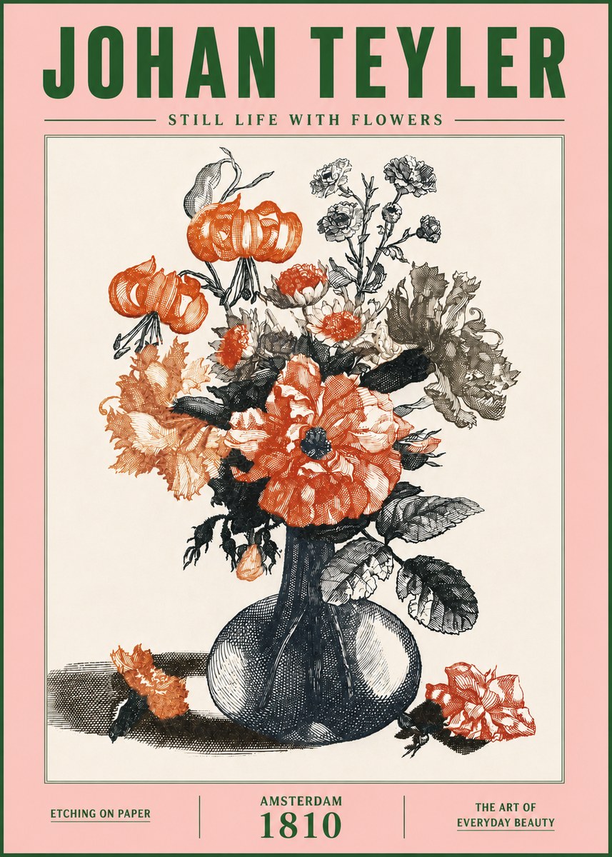Johan Teyler Still Life with Flowers No4 - Póster