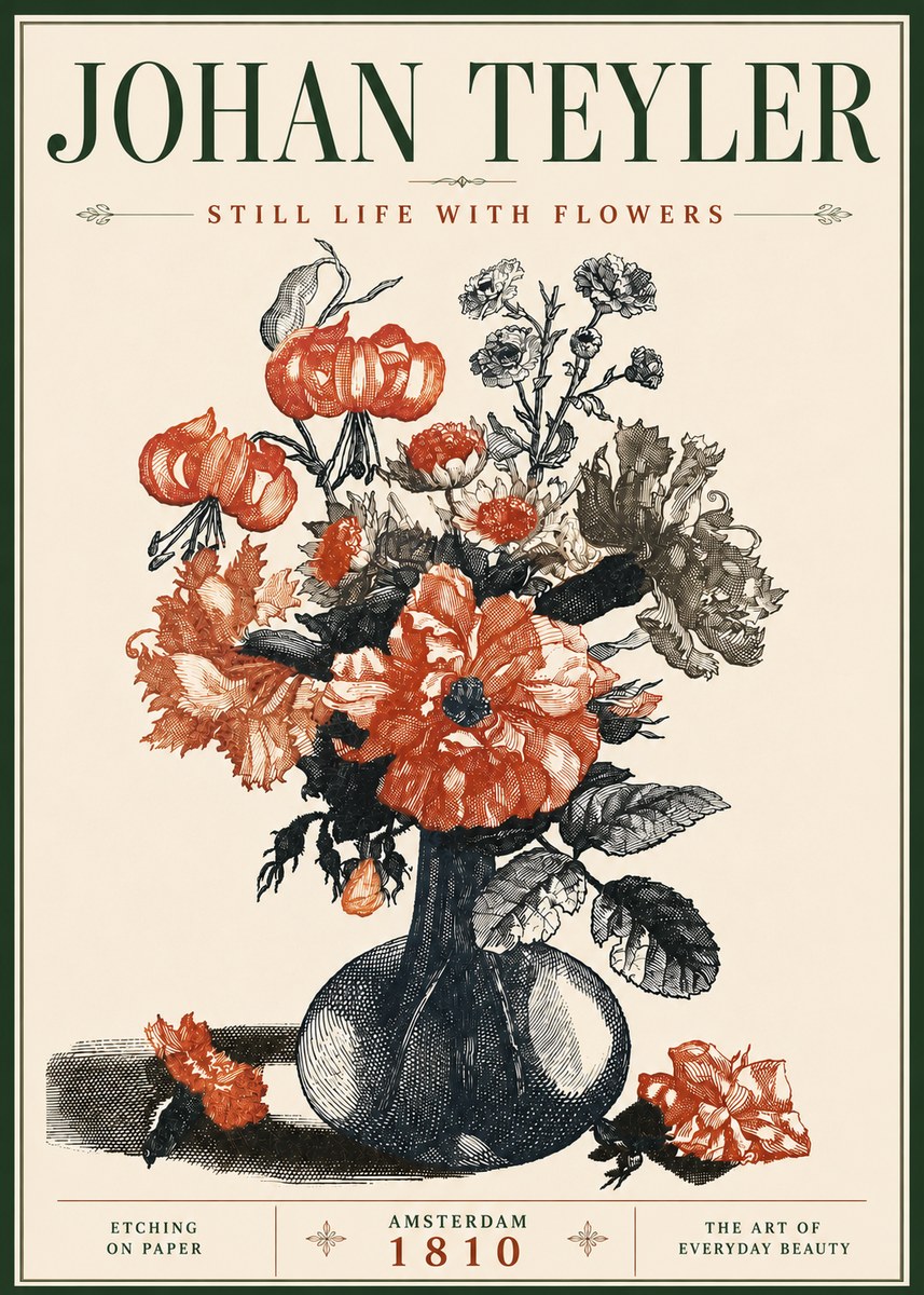 Johan Teyler Still Life with Flowers No6 - Póster
