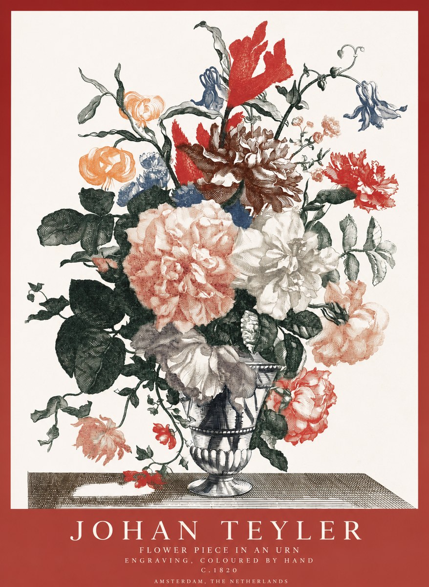Johan Teyler Flower Piece in an Urn II No1 - Póster