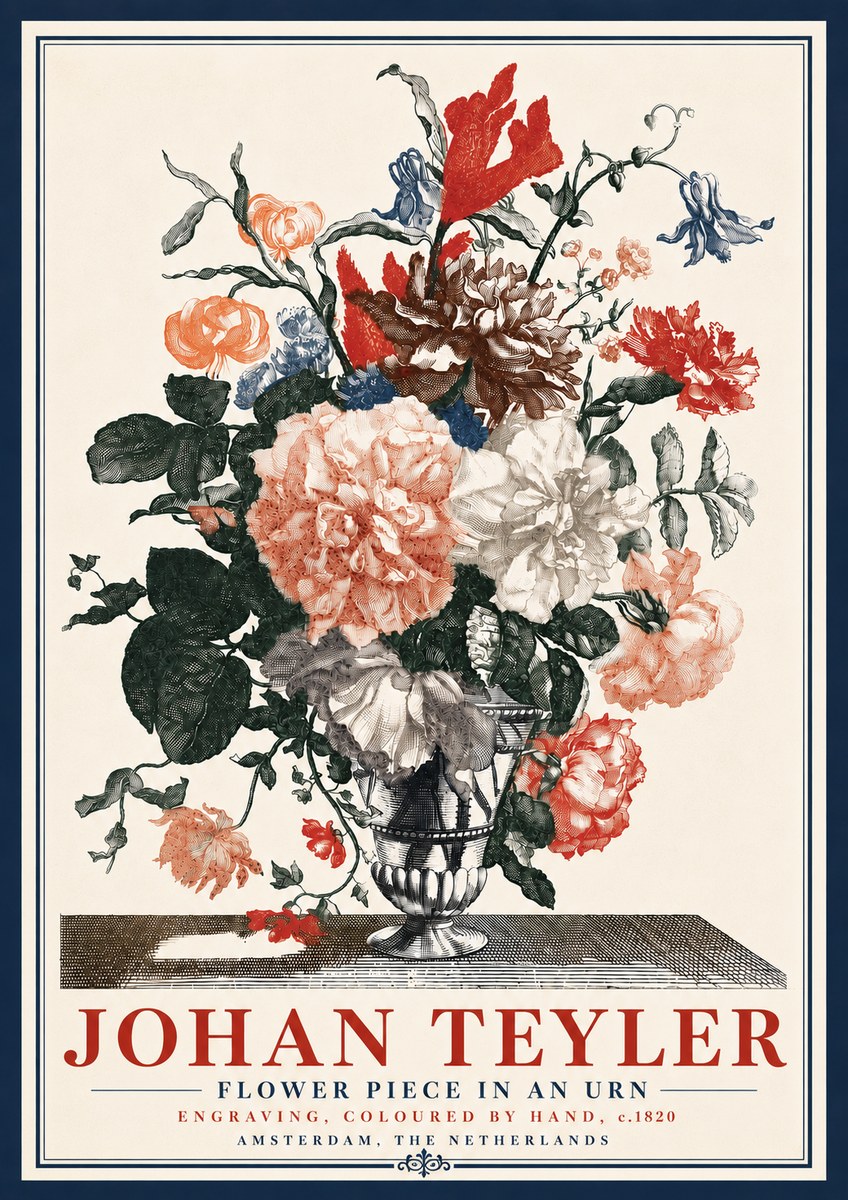Johan Teyler Flower Piece in an Urn II No6 - Póster