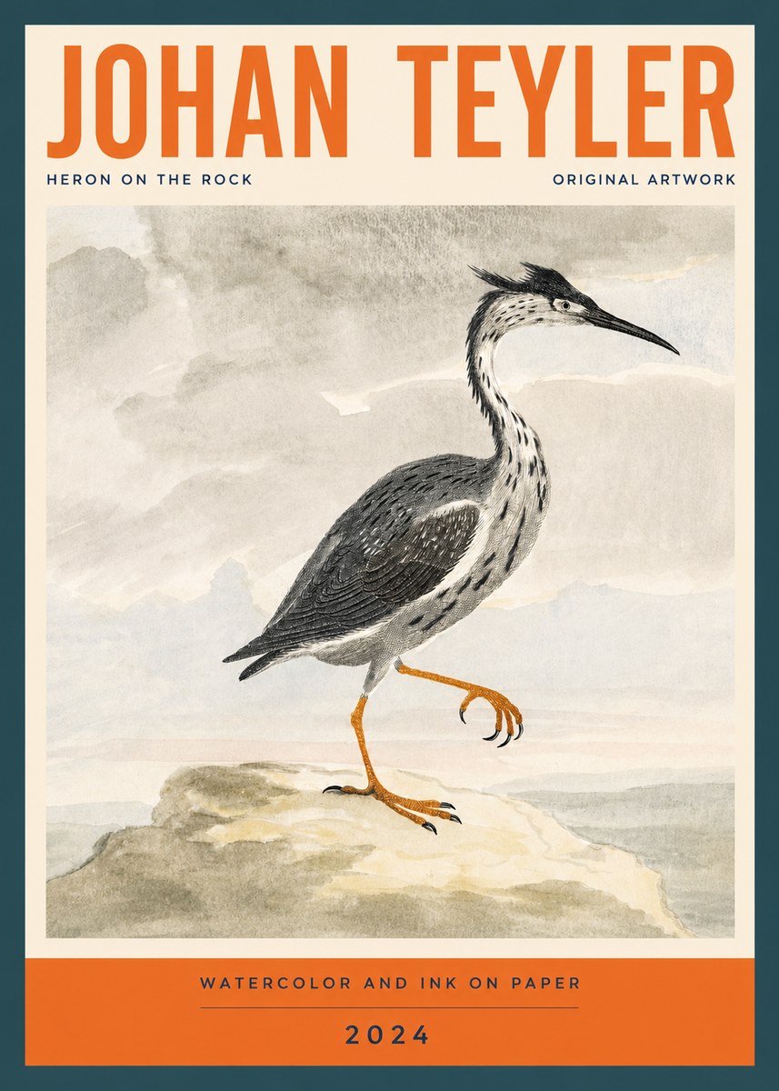 Johan Teyler Heron on the Rock No2 - Póster