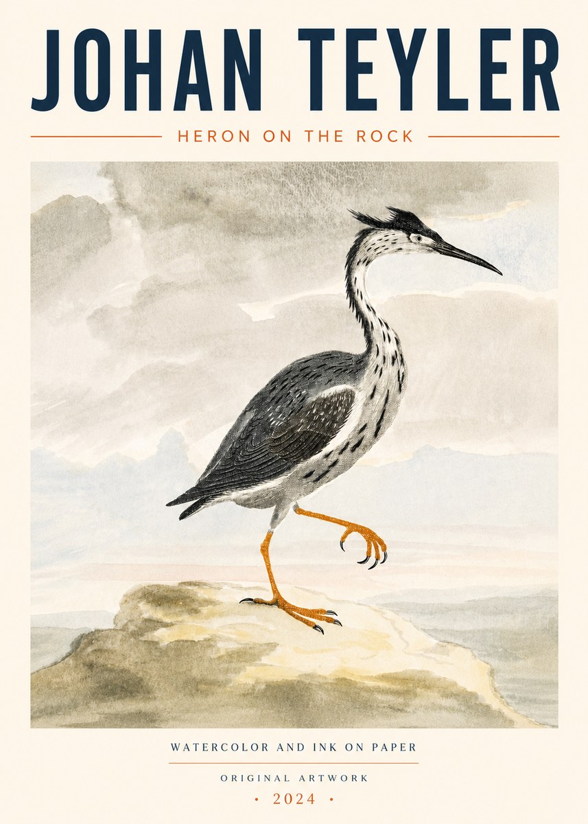 Johan Teyler Heron on the Rock No4 - Póster