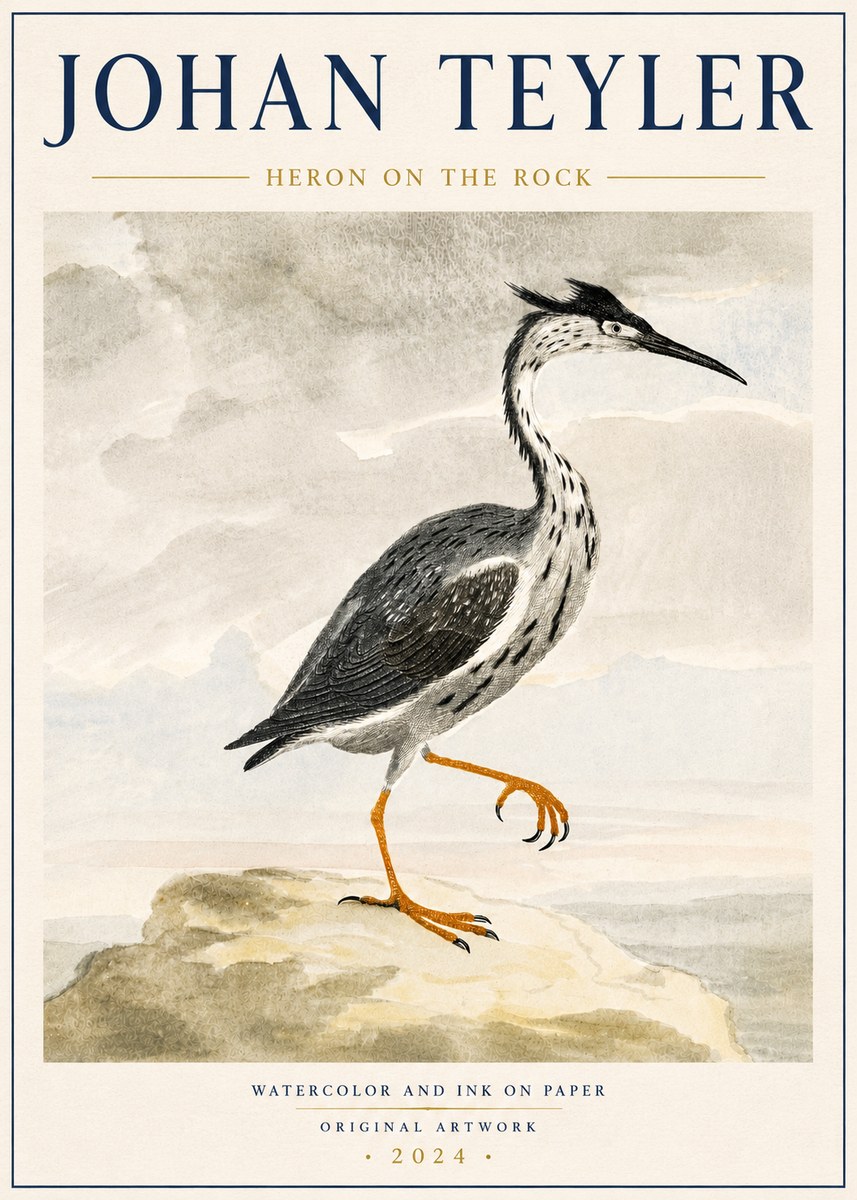 Johan Teyler Heron on the Rock No6 - Póster