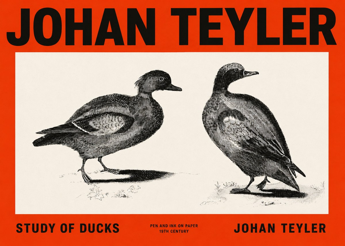 Johan Teyler Study of Ducks No2 - Póster