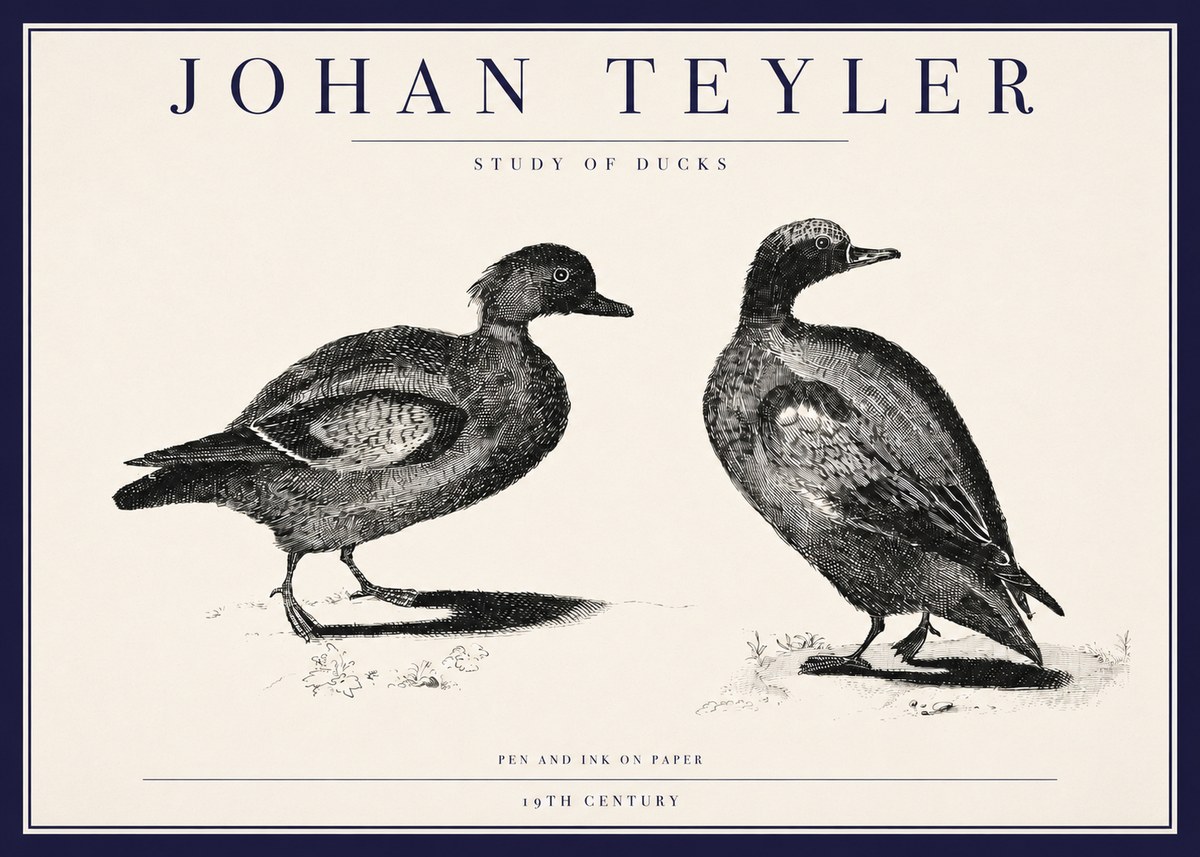 Johan Teyler Study of Ducks No3 - Póster