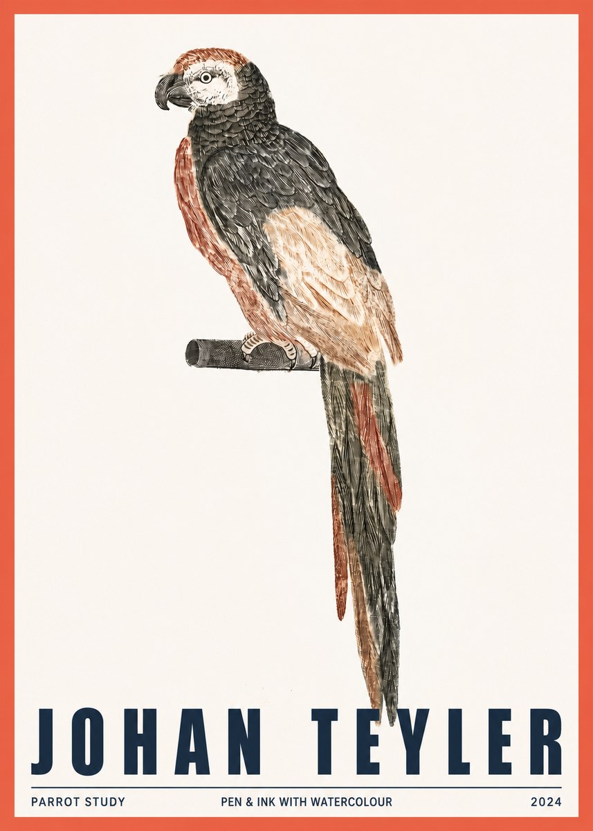 Johan Teyler Parrot Study II No2 - Póster