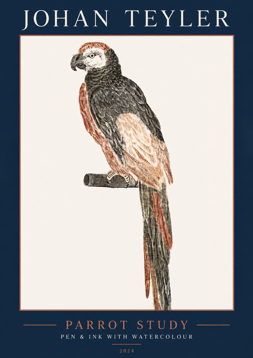 Johan Teyler Parrot Study II No5 - Póster
