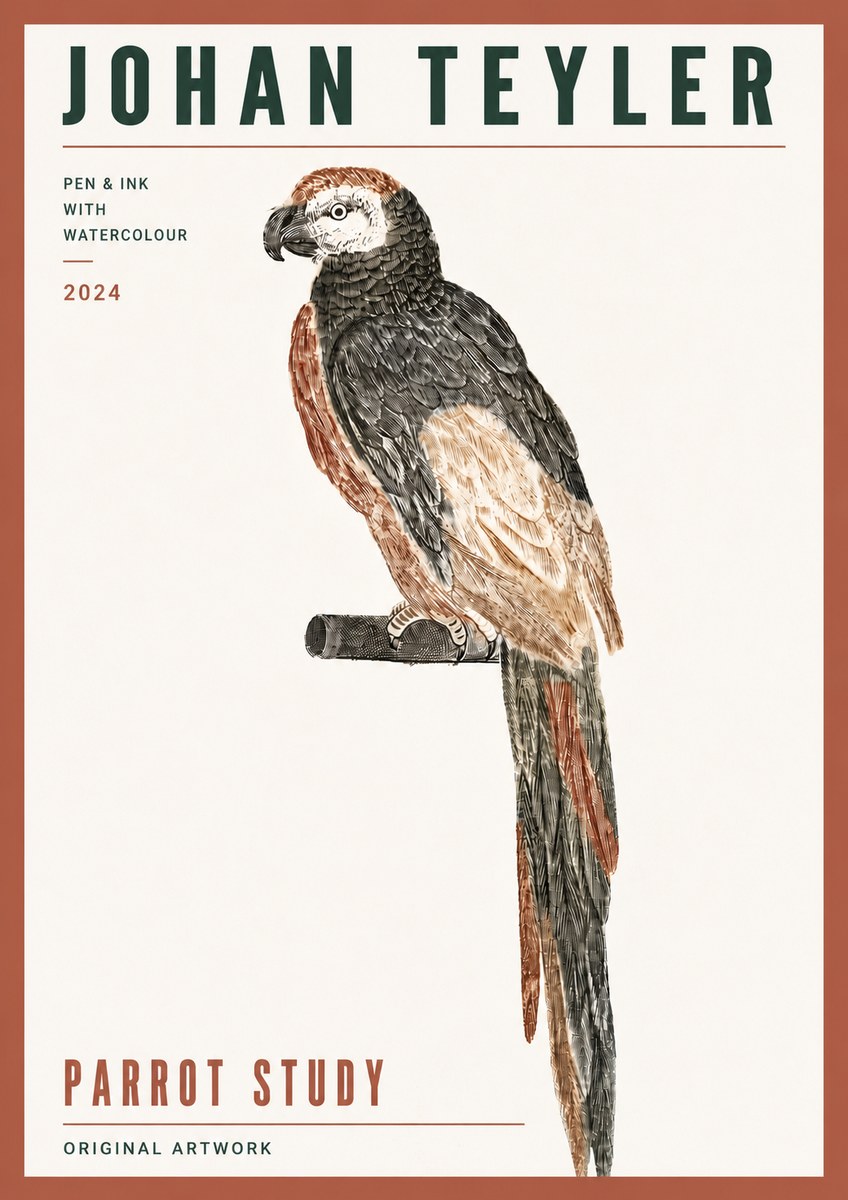 Johan Teyler Parrot Study II No6 - Póster