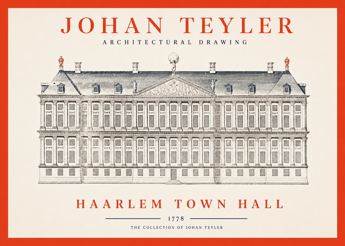 Johan Teyler Haarlem Town Hall - Elevation - 1778 No2 - Póster