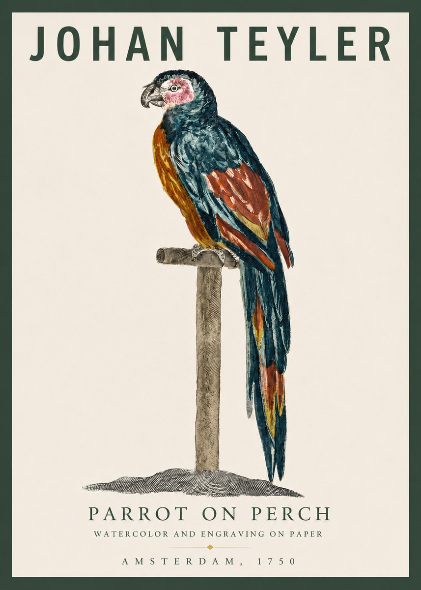 Johan Teyler Parrot on Perch No3 - Póster