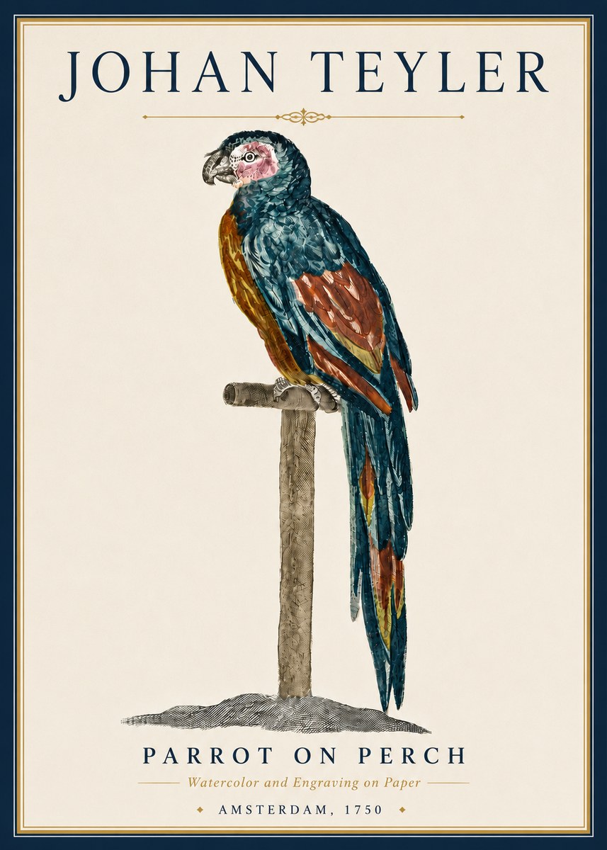 Johan Teyler Parrot on Perch No5 - Póster