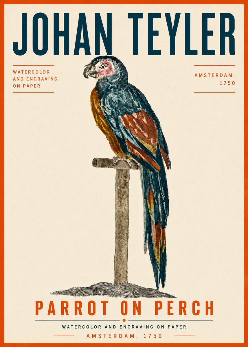 Johan Teyler Parrot on Perch No6 - Póster