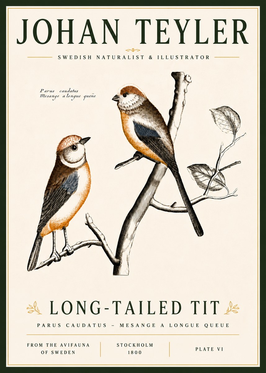 Johan Teyler Long-tailed Tit No6 - Póster