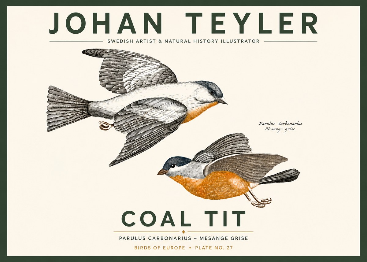 Johan Teyler Coal Tit No3 - Póster