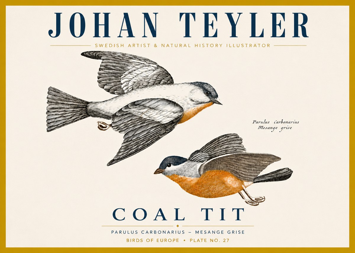 Johan Teyler Coal Tit No4 - Póster