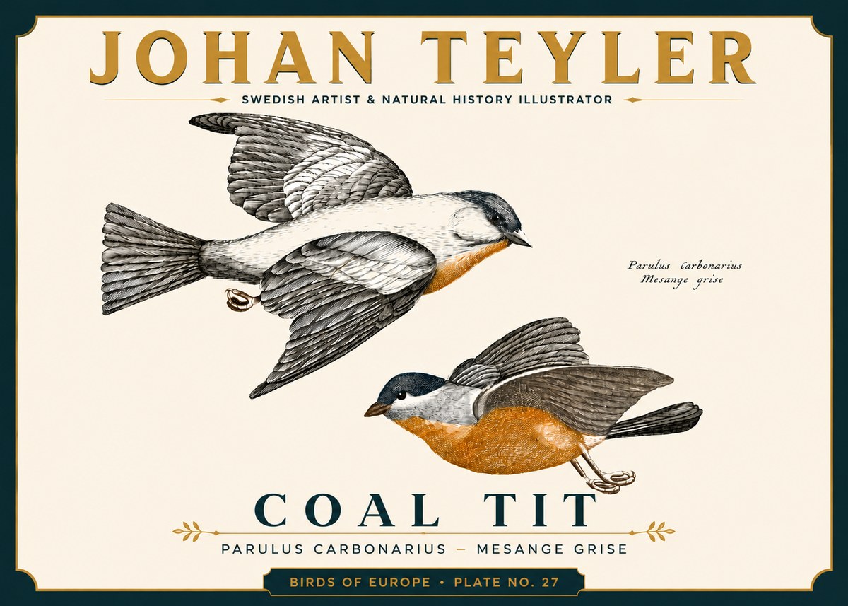 Johan Teyler Coal Tit No6 - Póster