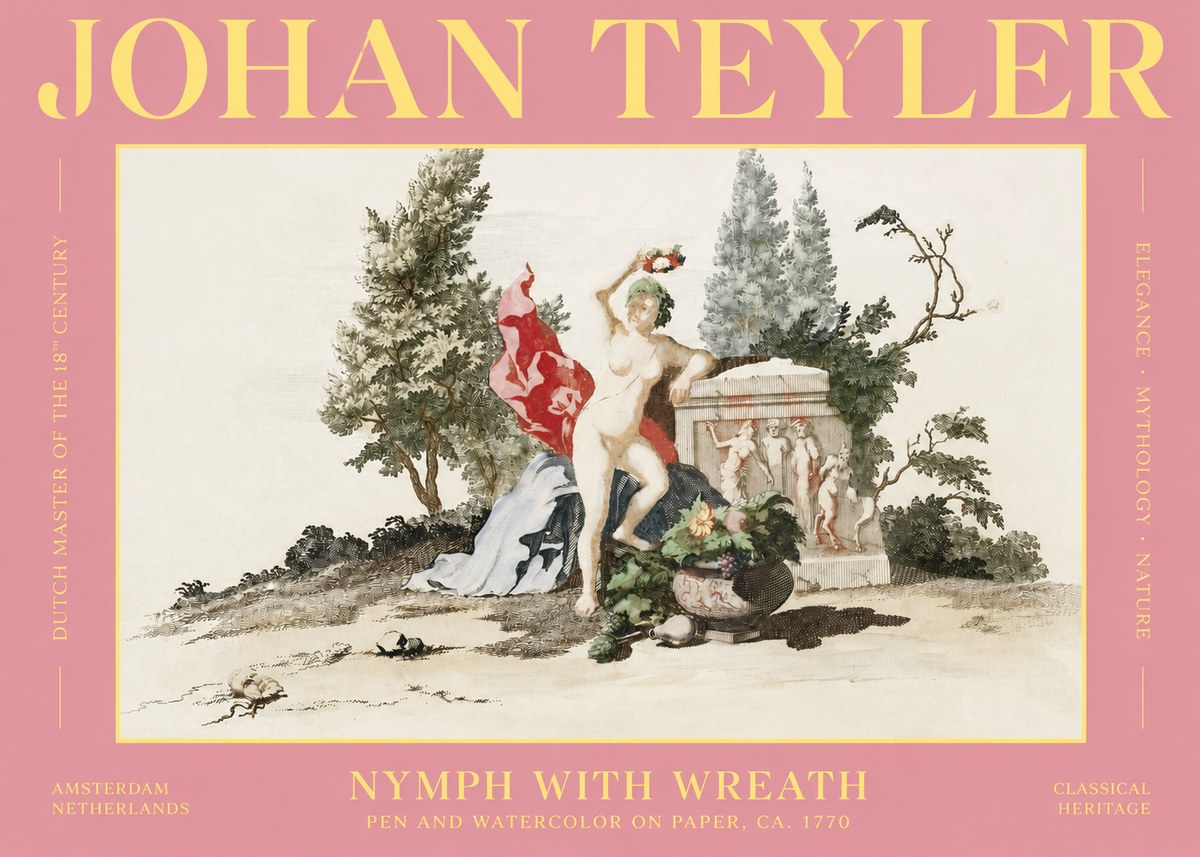Johan Teyler Nymph with Wreath No2 - Póster