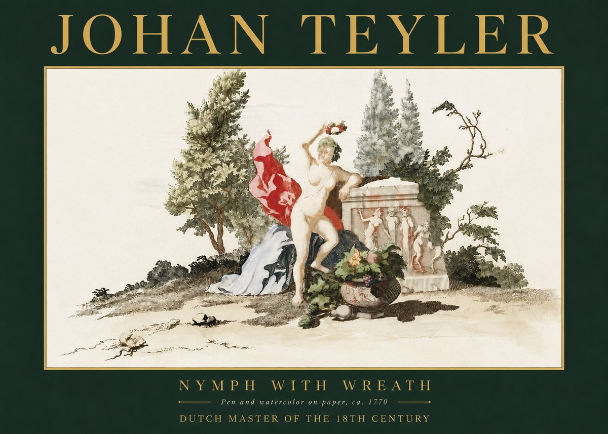 Johan Teyler Nymph with Wreath No3 - Póster