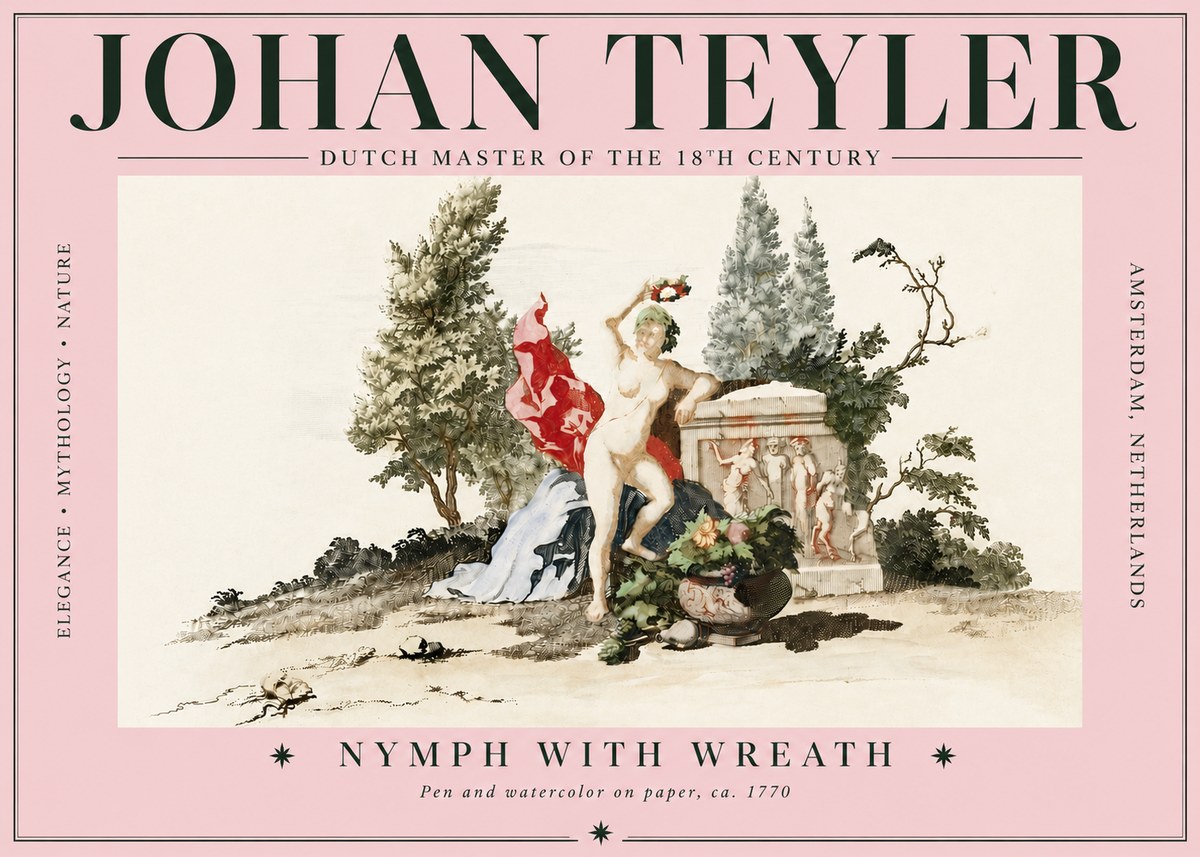 Johan Teyler Nymph with Wreath No5 - Póster