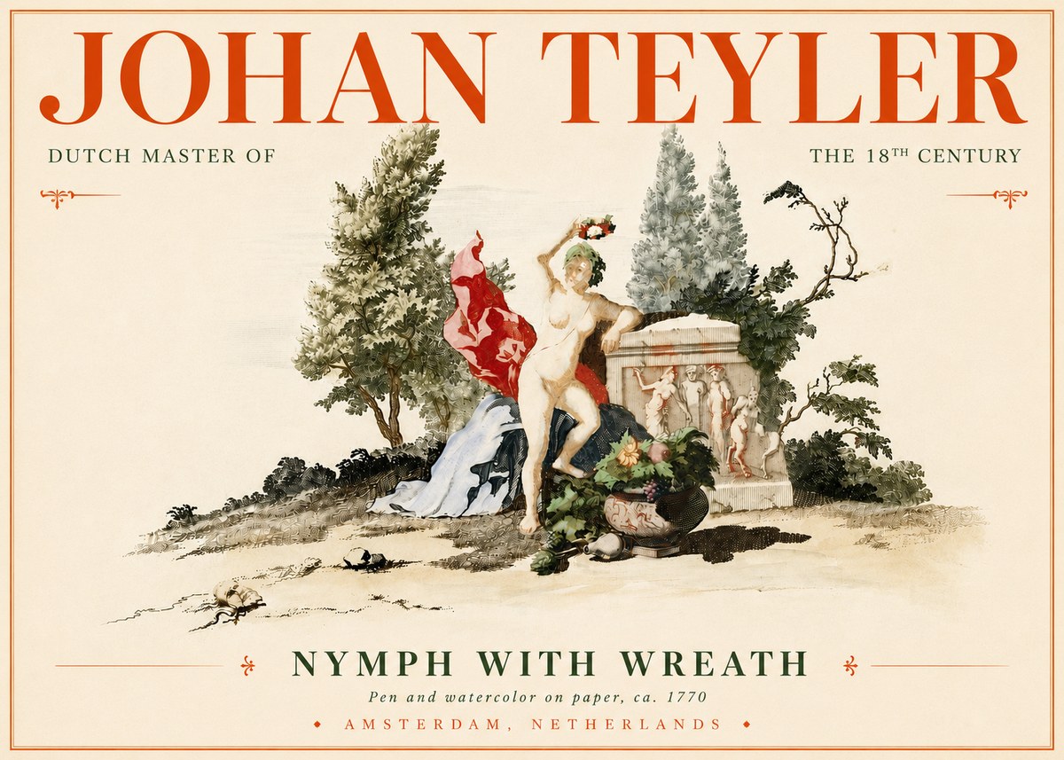 Johan Teyler Nymph with Wreath No6 - Póster