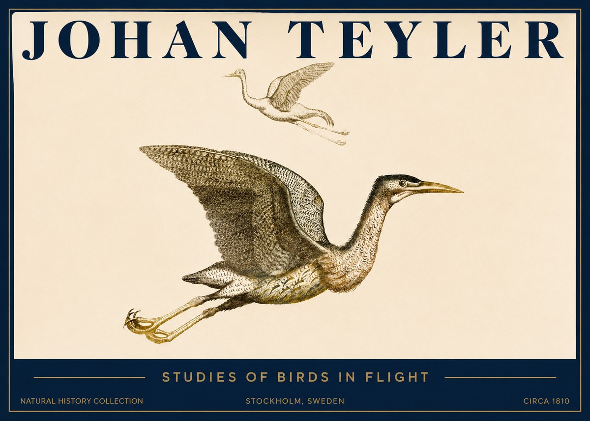 Johan Teyler Studies of Birds in Flight No3 - Póster