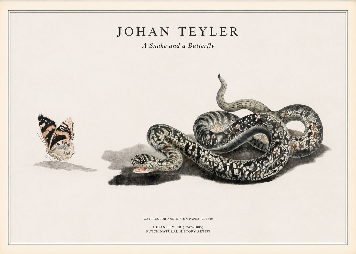 Johan Teyler Snake and Butterfly No2 - Póster