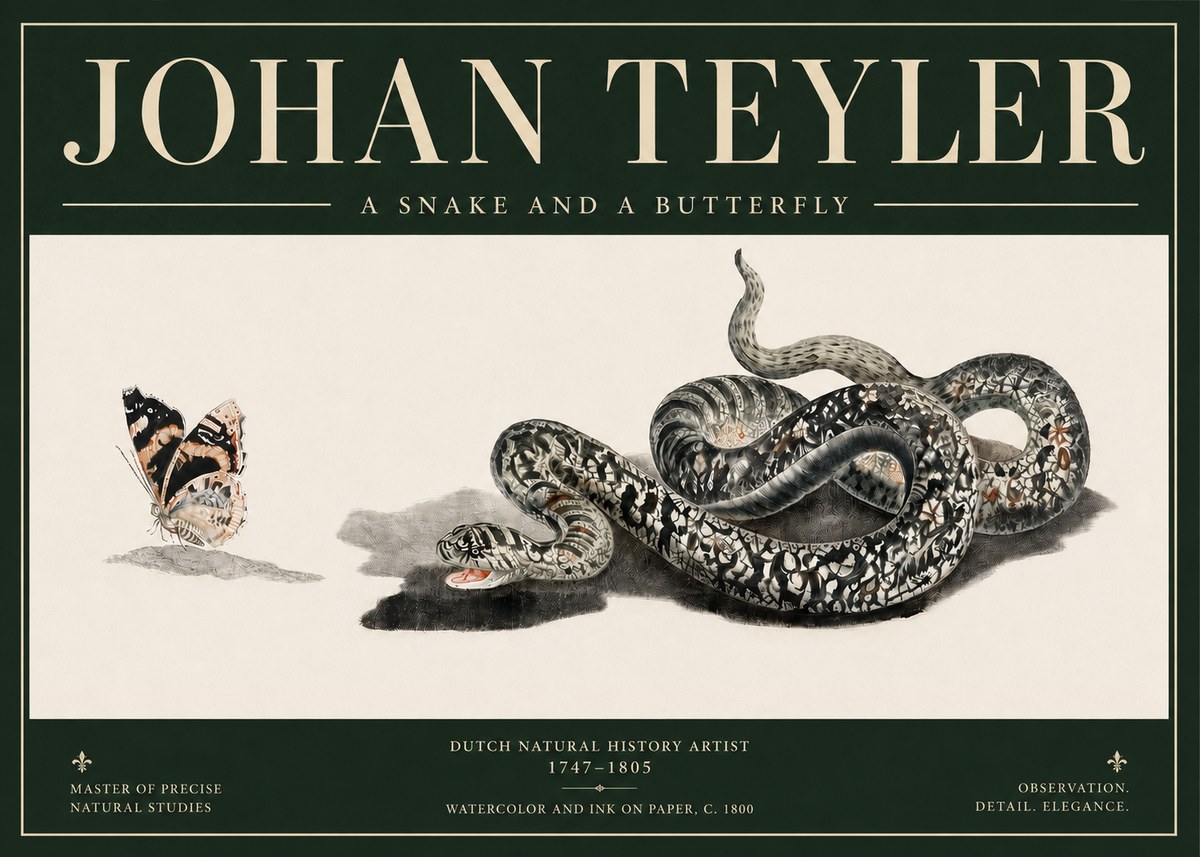 Johan Teyler Snake and Butterfly No5 - Póster