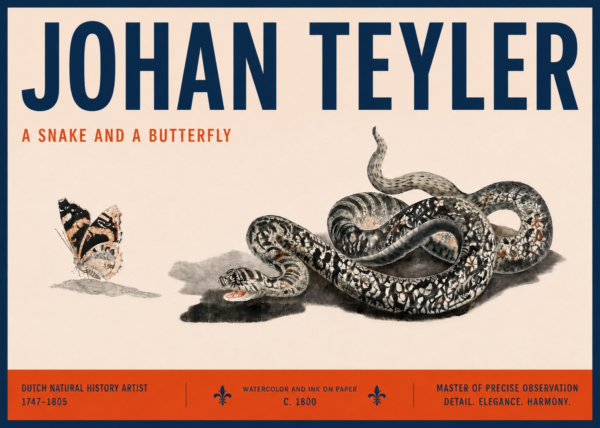 Johan Teyler Snake and Butterfly No6 - Póster