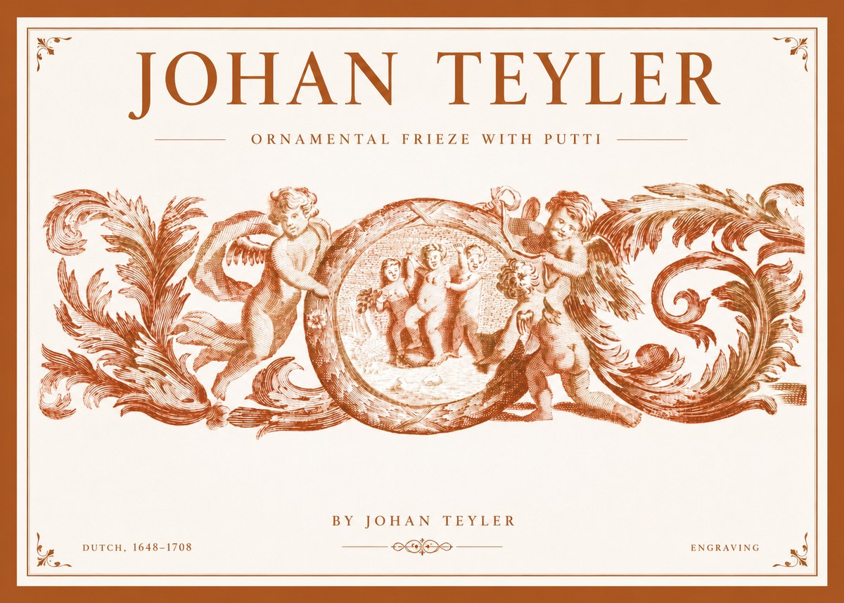 Johan Teyler Ornamental Frieze with Putti No1 - Póster