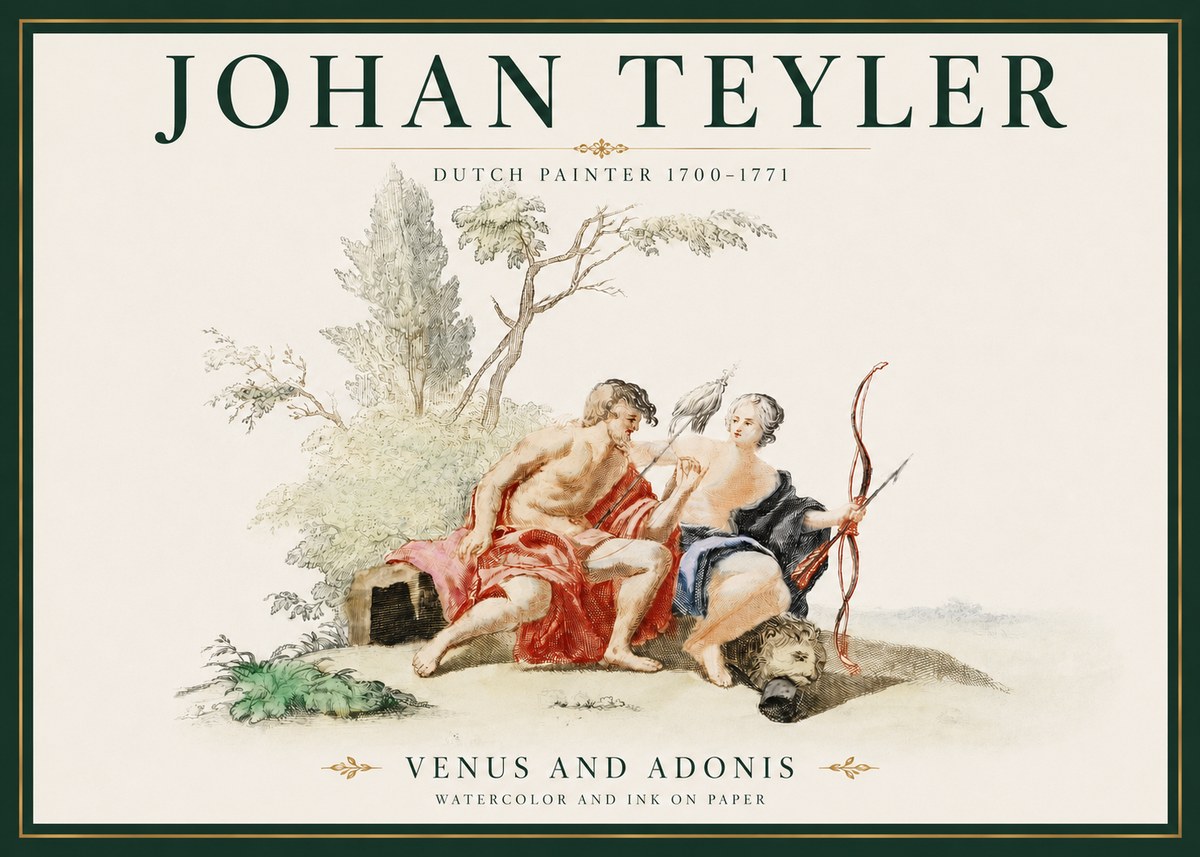 Johan Teyler Venus and Adonis No3 - Póster