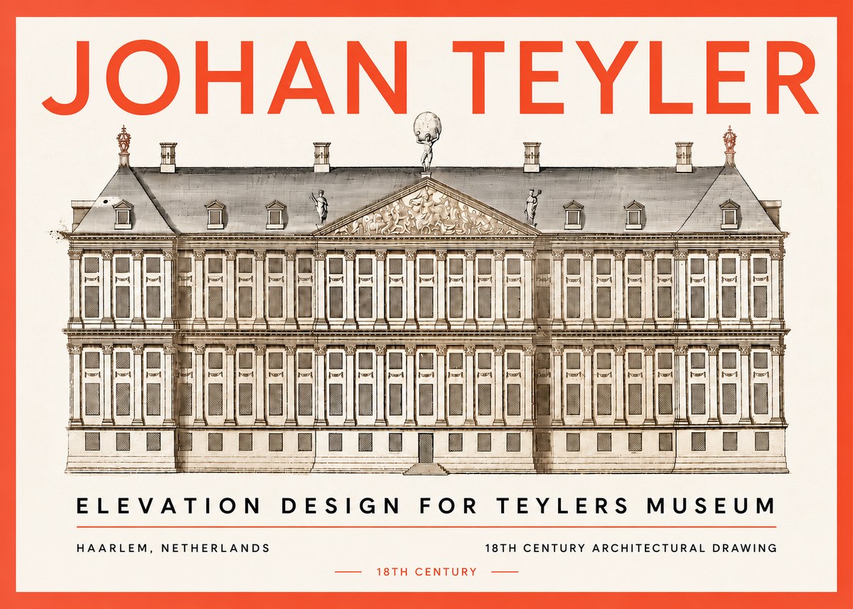 Johan Teyler Elevation Design for Teylers Museum, Haarlem No5 - Póster