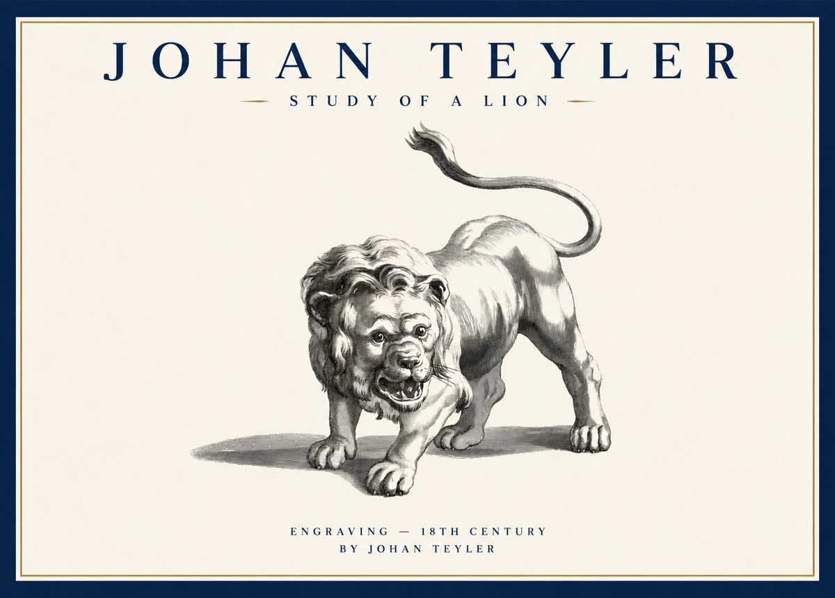 Johan Teyler Study of a Lion No1 - Póster