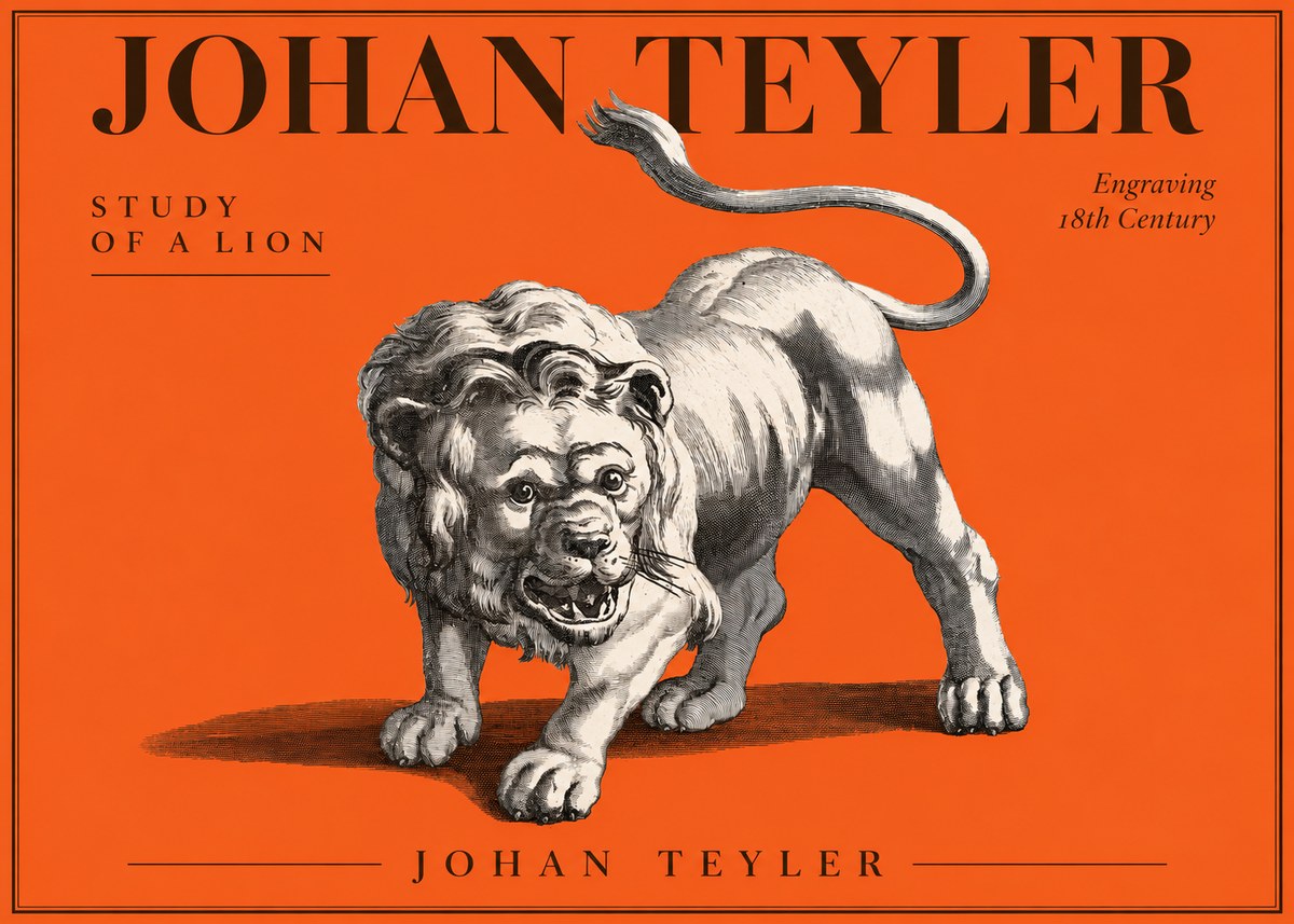 Johan Teyler Study of a Lion No3 - Póster