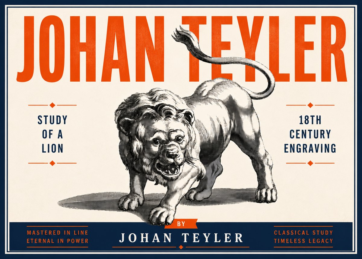 Johan Teyler Study of a Lion No6 - Póster