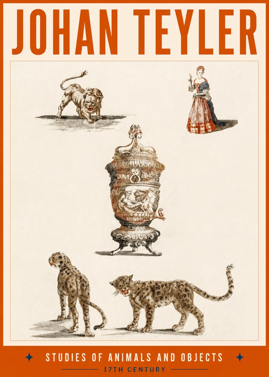 Johan Teyler Studies of Animals and Objects No2 - Póster