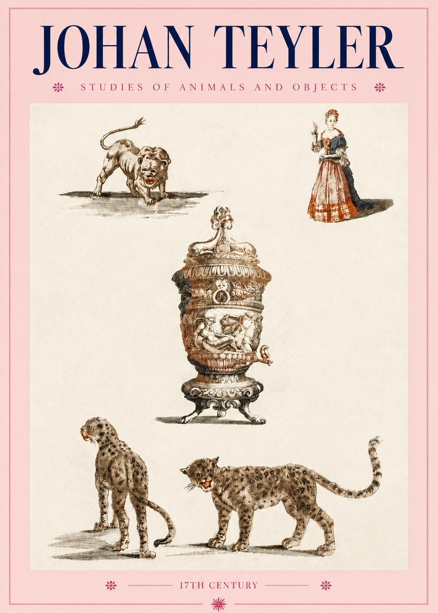 Johan Teyler Studies of Animals and Objects No4 - Póster