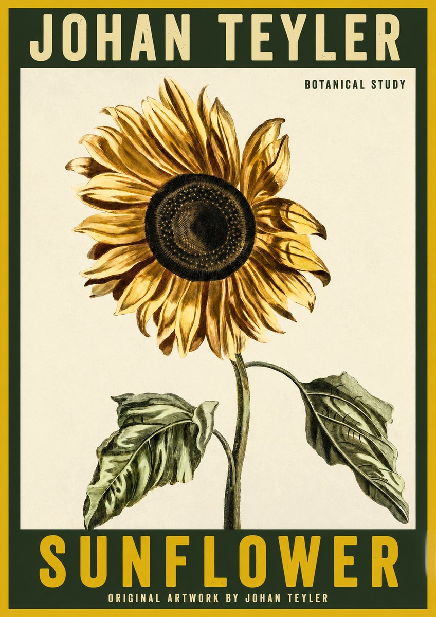 Johan Teyler Sunflower - Botanical Study No2 - Póster