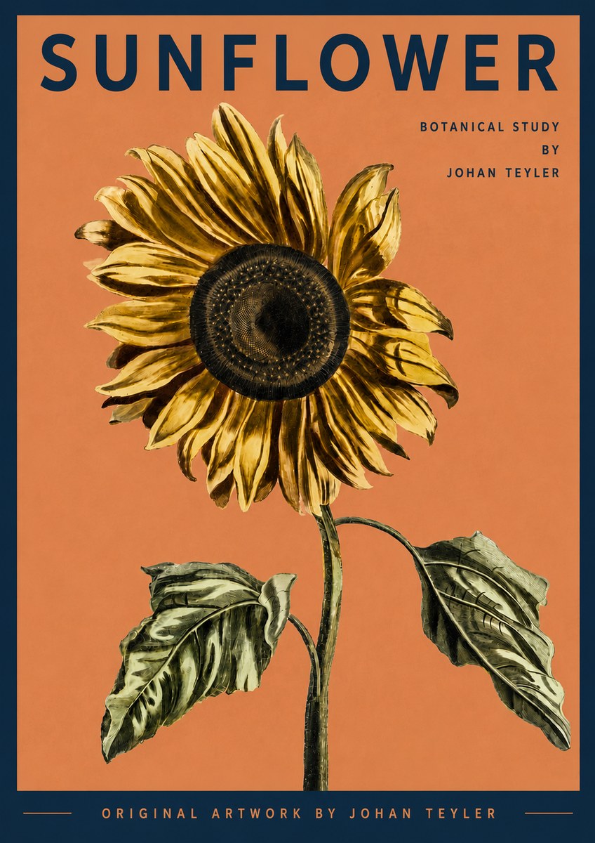Johan Teyler Sunflower - Botanical Study No3 - Póster