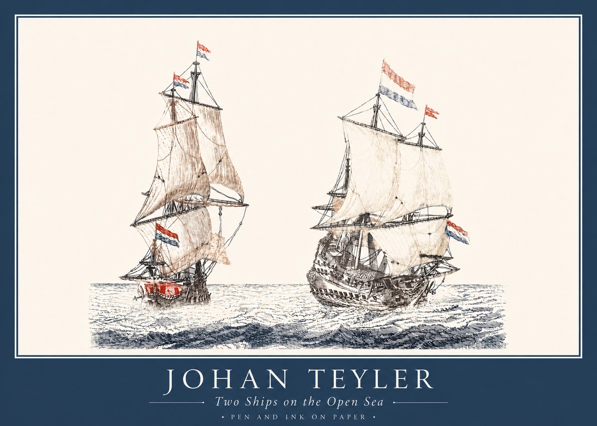 Johan Teyler Two Ships on the Open Sea No1 - Póster