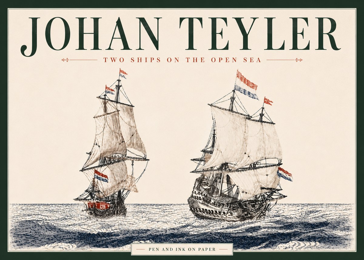 Johan Teyler Two Ships on the Open Sea No6 - Póster
