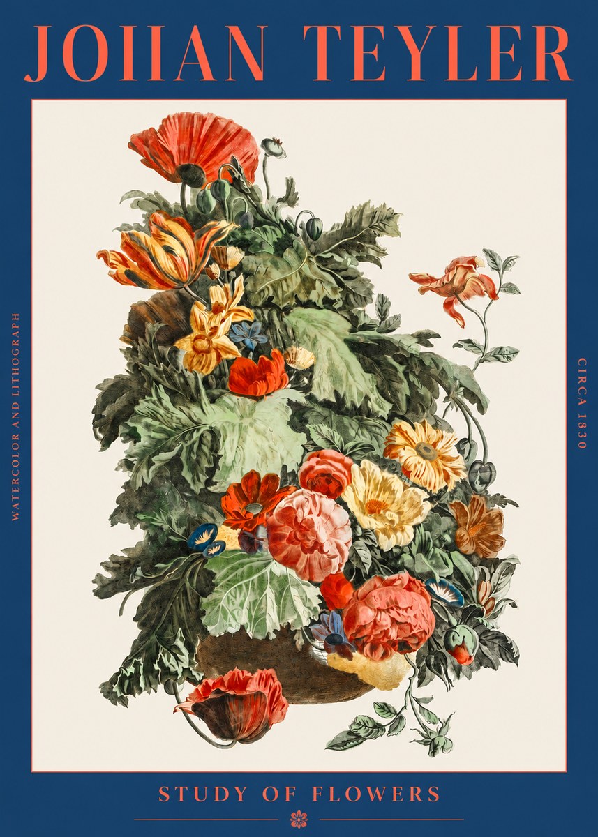 Johan Teyler Study of Flowers No2 - Póster