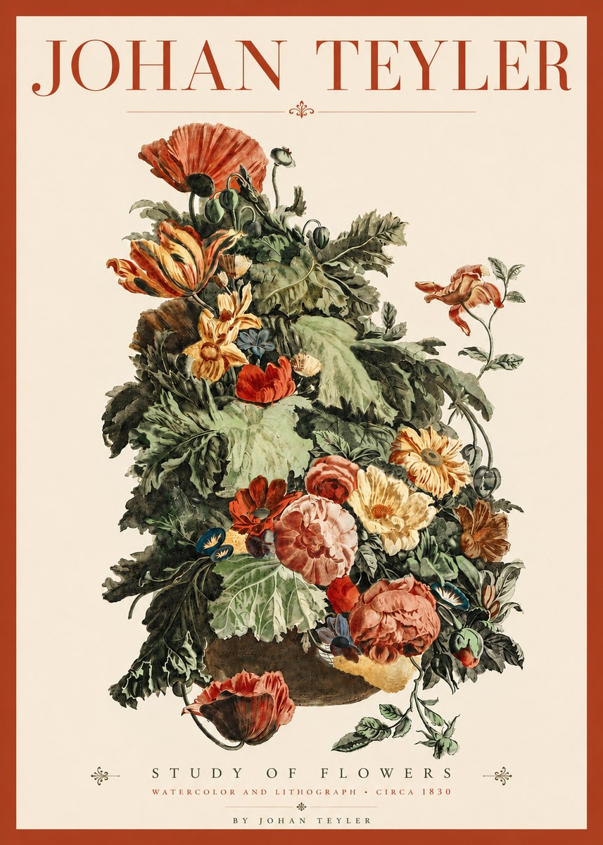 Johan Teyler Study of Flowers No4 - Póster