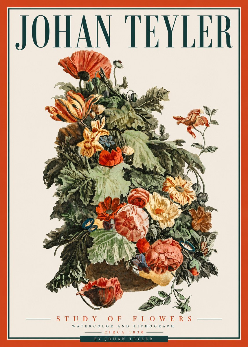 Johan Teyler Study of Flowers No5 - Póster